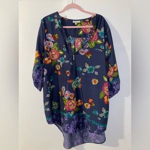 MPH Collection high low floral blouse